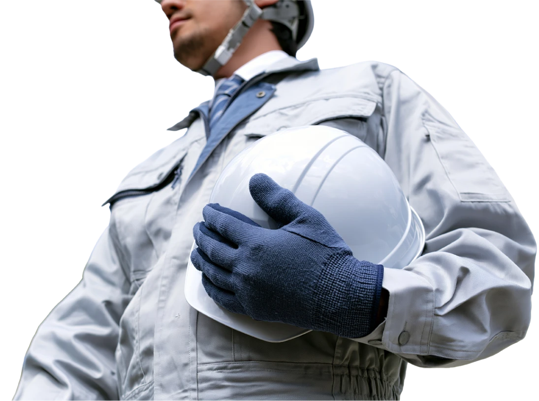 ヘルメットを着用した作業員